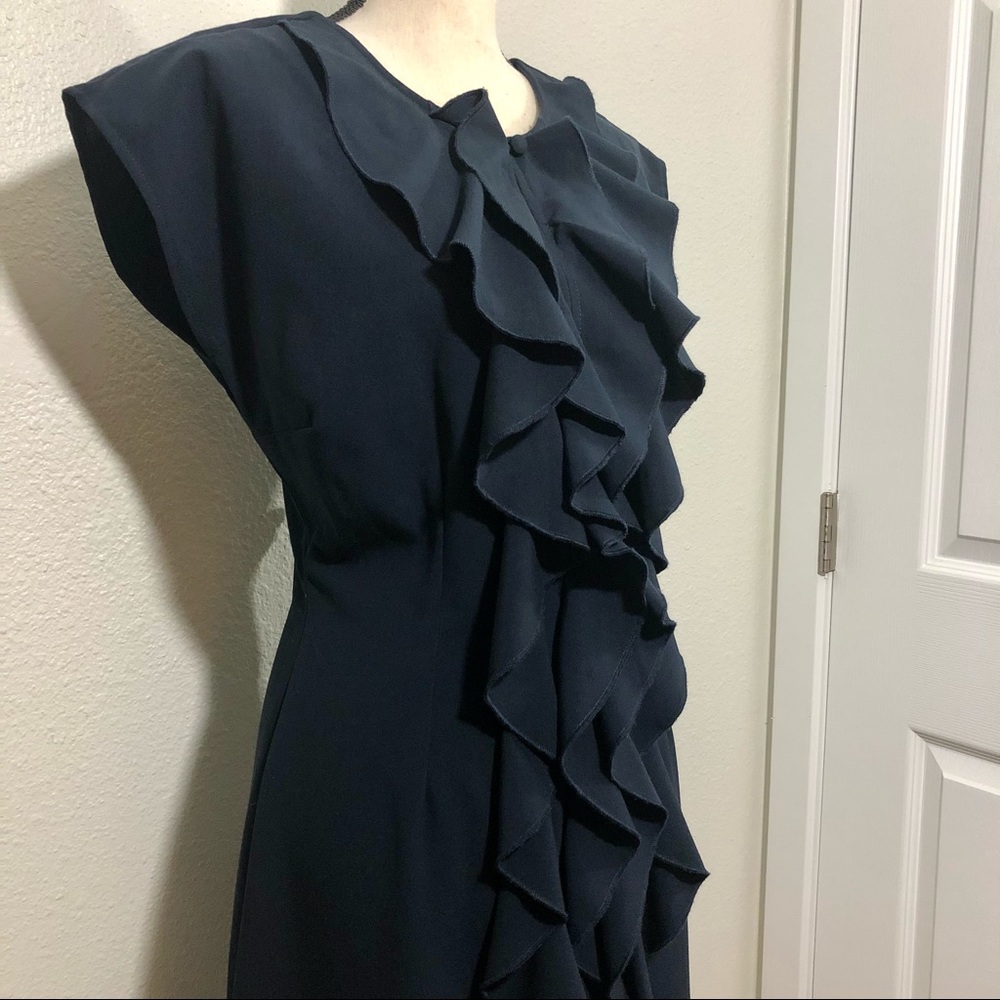 OLIVIA MATTHEWS Charcoal Gray Ruffle Dress Sz 6